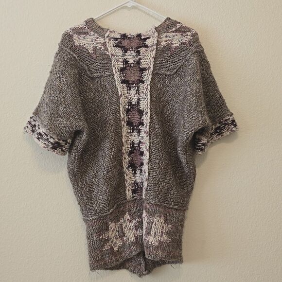 Free People Sweater Kimono Wrap Luxe Knit Long Cardigan Short Sleeve Sz XS - Picture 5 of 10